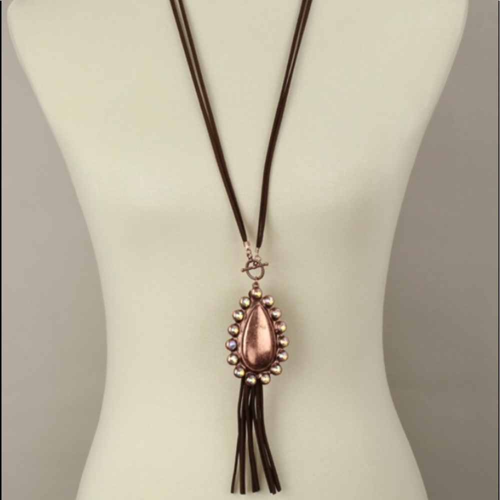 Western Teardrop Pendant Leather Necklace